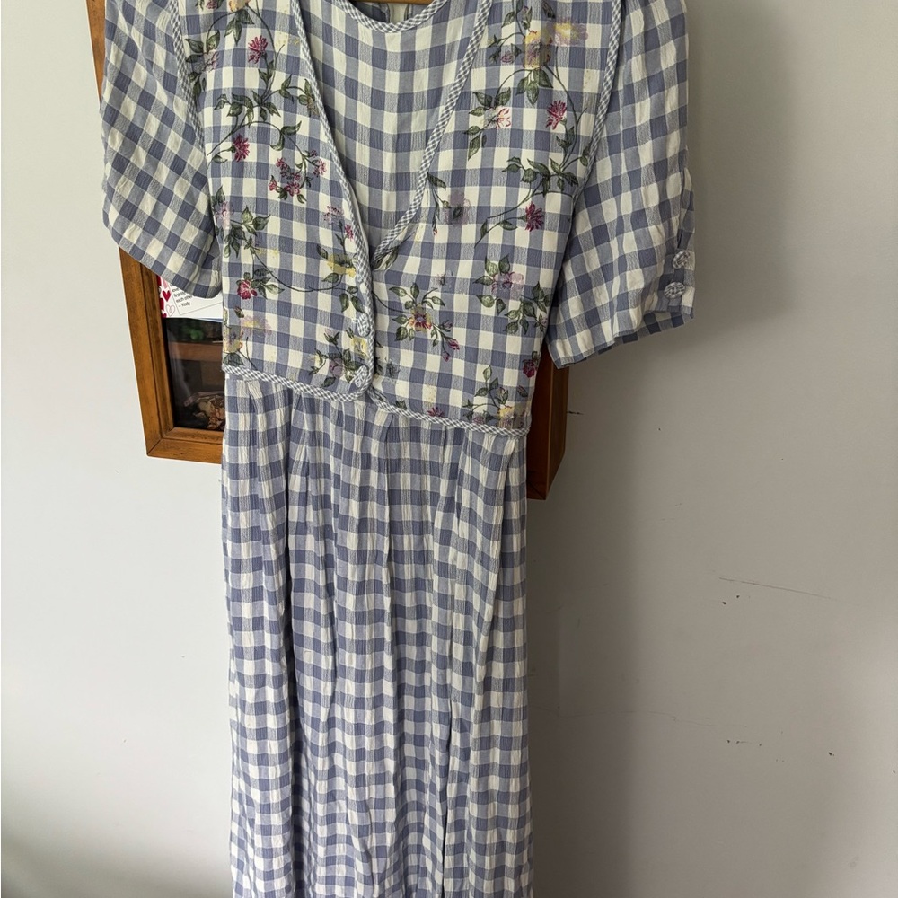 Cottage Core/ Teacher vtg. plaid blue dress
